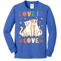 Love Cat Couple Gift Love Is Love Gift Valentine's Day Meaningful Gift Kids Long Sleeve Shirt