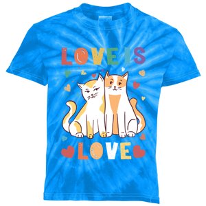 Love Cat Couple Gift Love Is Love Gift Valentine's Day Meaningful Gift Kids Tie-Dye T-Shirt