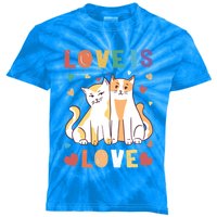 Love Cat Couple Gift Love Is Love Gift Valentine's Day Meaningful Gift Kids Tie-Dye T-Shirt