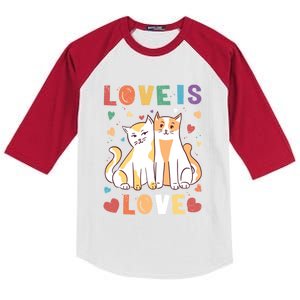 Love Cat Couple Gift Love Is Love Gift Valentine's Day Meaningful Gift Kids Colorblock Raglan Jersey