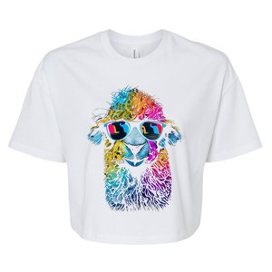 Lama Colorful Cool Alpaca Alpacalover Bella+Canvas Jersey Crop Tee