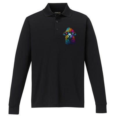 Lama Colorful Cool Alpaca Alpacalover Performance Long Sleeve Polo