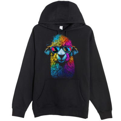 Lama Colorful Cool Alpaca Alpacalover Premium Pullover Hoodie