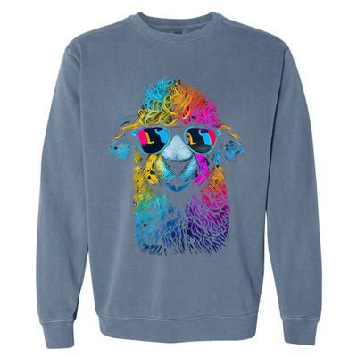 Lama Colorful Cool Alpaca Alpacalover Garment-Dyed Sweatshirt