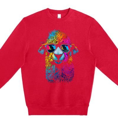 Lama Colorful Cool Alpaca Alpacalover Premium Crewneck Sweatshirt