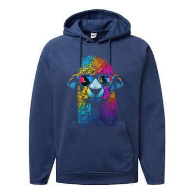 Lama Colorful Cool Alpaca Alpacalover Performance Fleece Hoodie