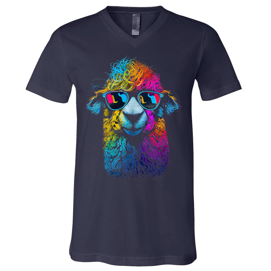 Lama Colorful Cool Alpaca Alpacalover V-Neck T-Shirt