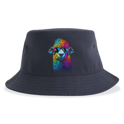 Lama Colorful Cool Alpaca Alpacalover Sustainable Bucket Hat