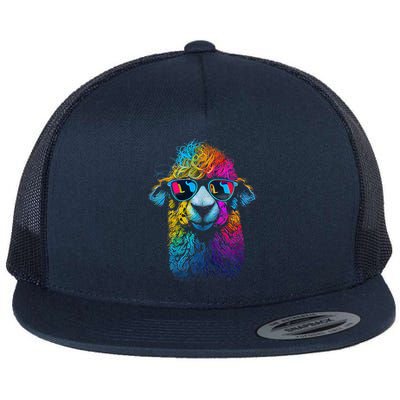 Lama Colorful Cool Alpaca Alpacalover Flatbill Hat