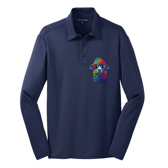 Lama Colorful Cool Alpaca Alpacalover Silk Touch Performance Long Sleeve Polo