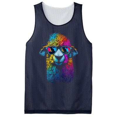 Lama Colorful Cool Alpaca Alpacalover Mesh Reversible Basketball Jersey Tank