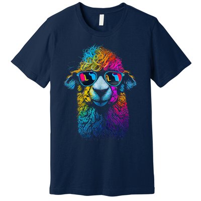 Lama Colorful Cool Alpaca Alpacalover Premium T-Shirt