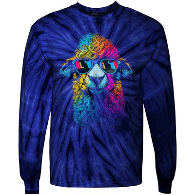 Lama Colorful Cool Alpaca Alpacalover Tie-Dye Long Sleeve Shirt