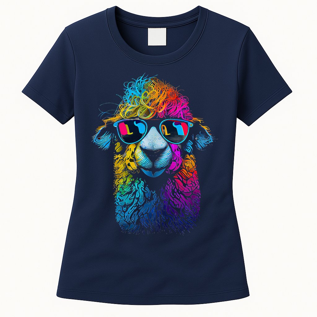Lama Colorful Cool Alpaca Alpacalover Womens T-Shirt