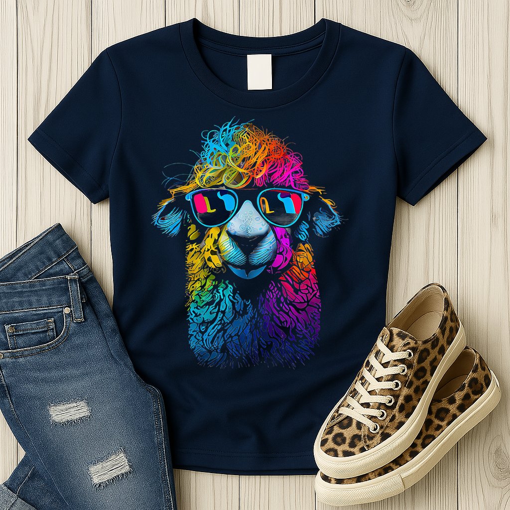 Lama Colorful Cool Alpaca Alpacalover Womens T-Shirt