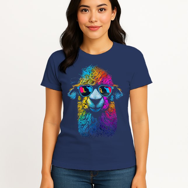 Lama Colorful Cool Alpaca Alpacalover Womens T-Shirt