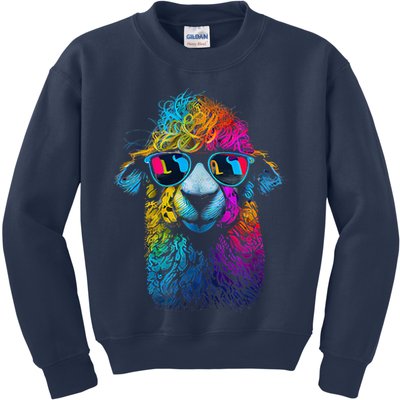 Lama Colorful Cool Alpaca Alpacalover Kids Sweatshirt