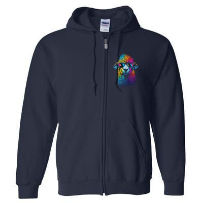 Lama Colorful Cool Alpaca Alpacalover Full Zip Hoodie