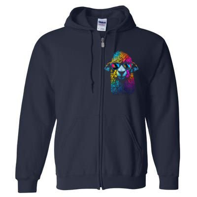 Lama Colorful Cool Alpaca Alpacalover Full Zip Hoodie