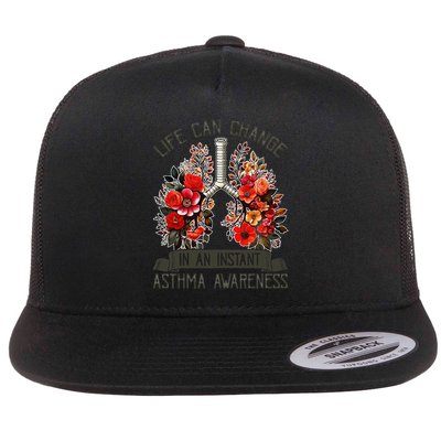 Life Can Change In An Instant Asthma Awareness Flat Bill Trucker Hat