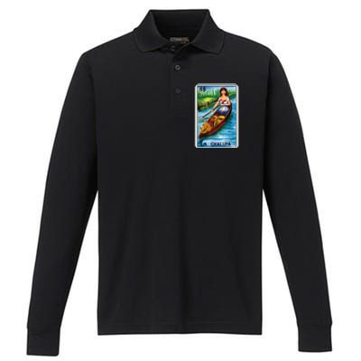 La Chalupa Card Mexican Lottery Card Performance Long Sleeve Polo