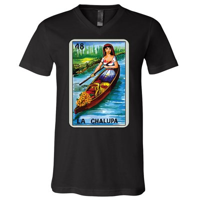 La Chalupa Card Mexican Lottery Card V-Neck T-Shirt