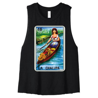 La Chalupa Card Mexican Lottery Card Women's Racerback Cropped Tank