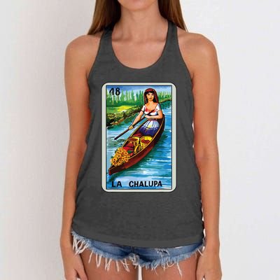 La Chalupa Card Mexican Lottery Card Women's Knotted Racerback Tank