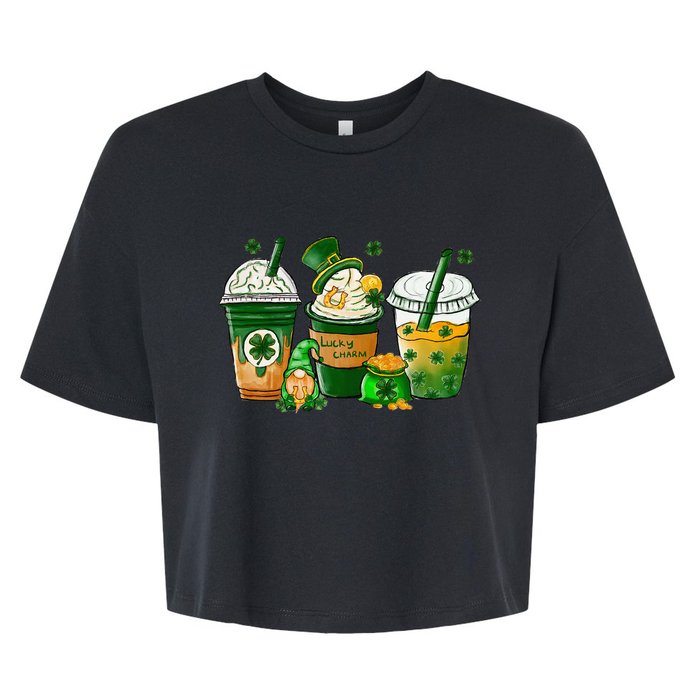 Lucky Charm Coffee Drinking Irish St Patrick's Day Bella+Canvas Jersey Crop Tee