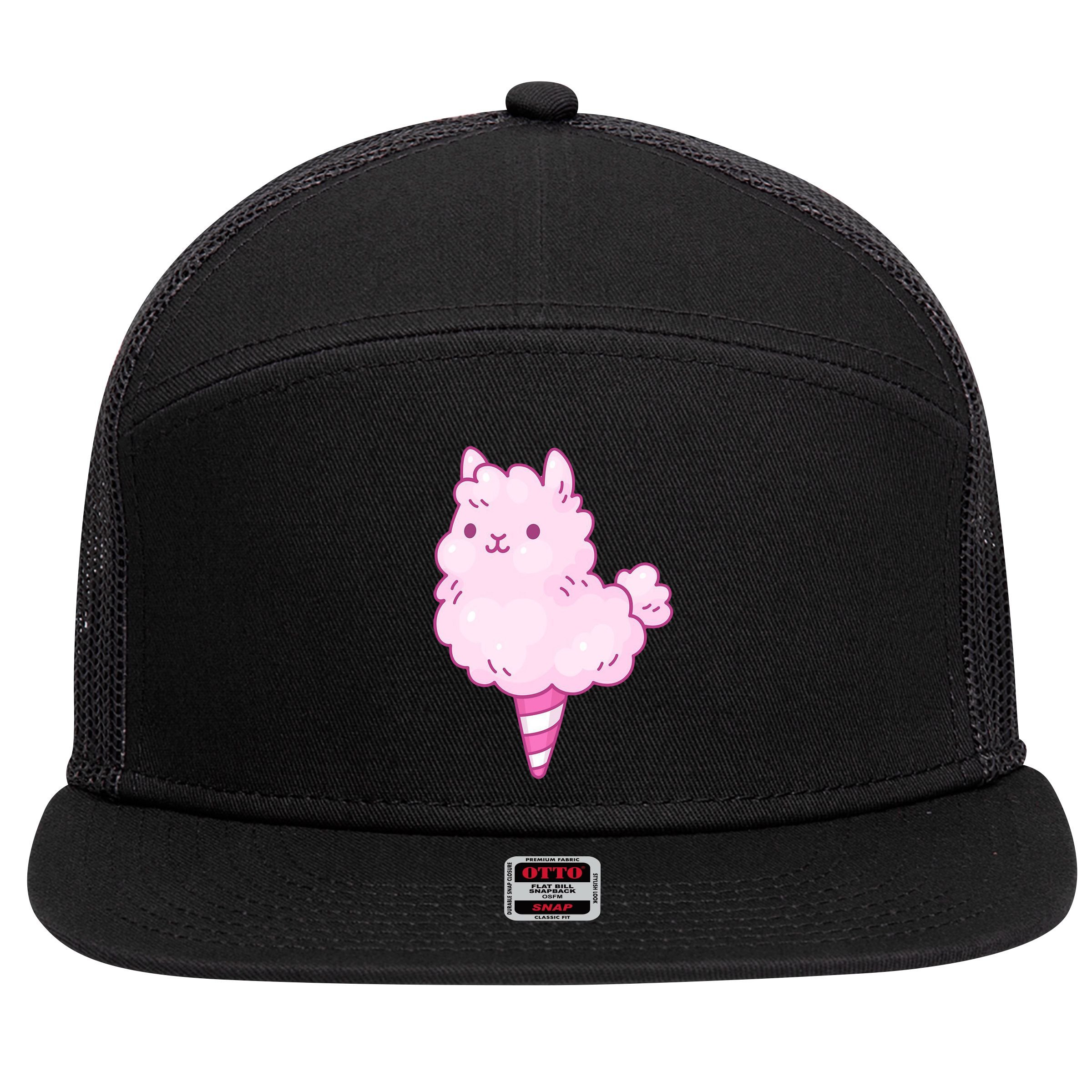 Llama Cotton Candy 7 Panel Mesh Trucker Snapback Hat