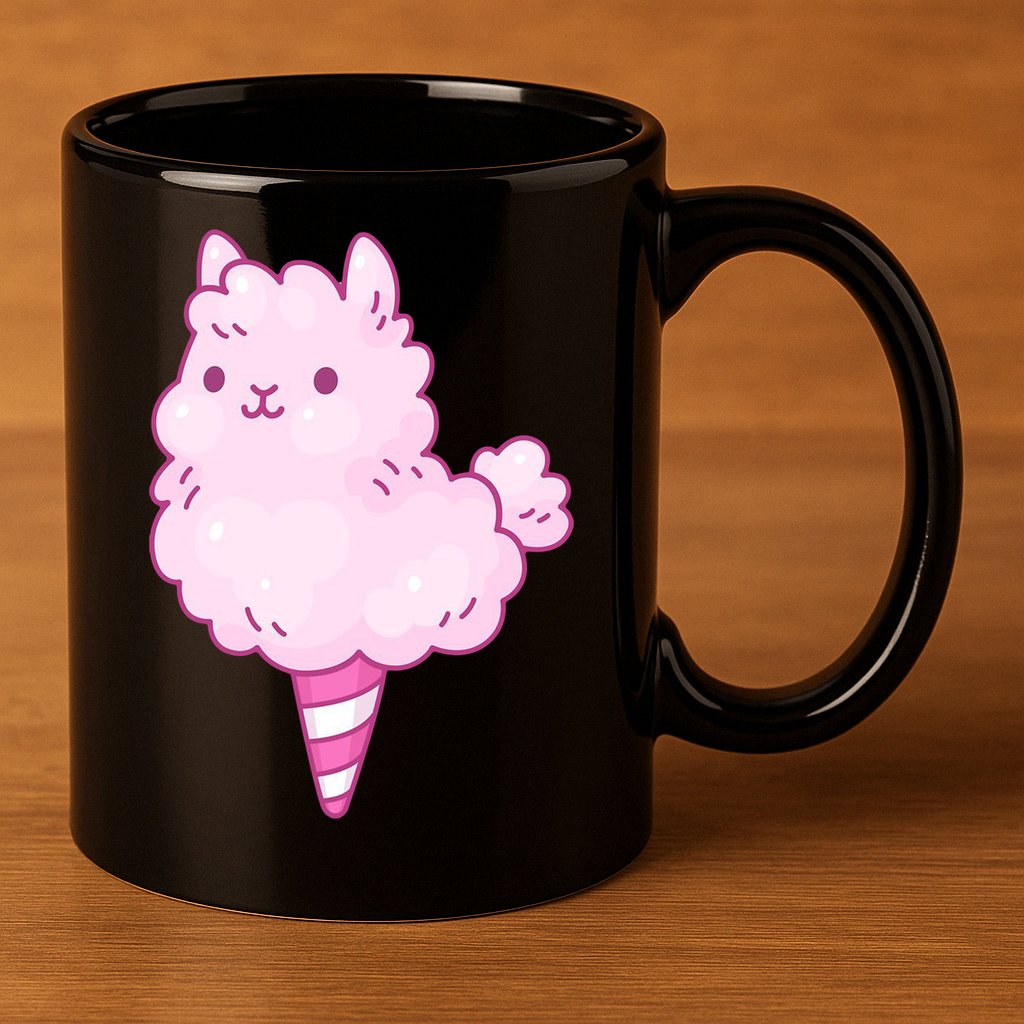 Llama Cotton Candy 11oz C Handle Ceramic Mug