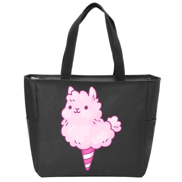 Llama Cotton Candy Zip Tote Bag