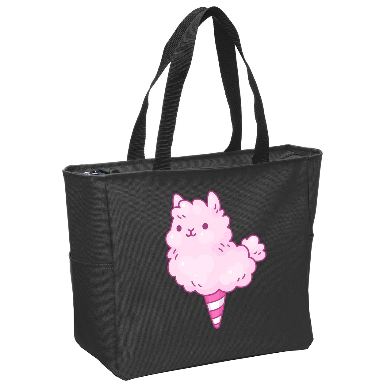 Llama Cotton Candy Zip Tote Bag