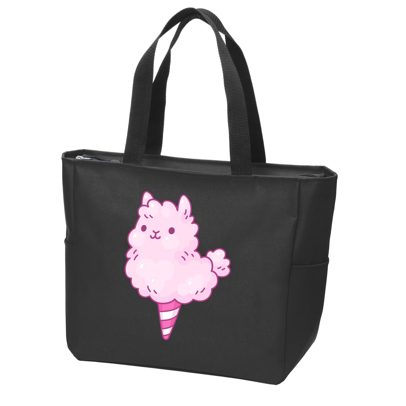 Llama Cotton Candy Zip Tote Bag