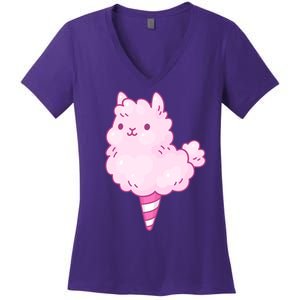 Llama Cotton Candy Women's V-Neck T-Shirt