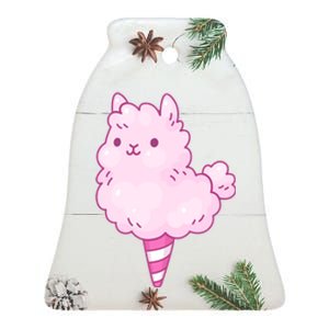 Llama Cotton Candy Ceramic Bell Ornament