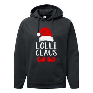 Lolli Claus Christmas Grandma Santa, Funny Santa, Christmas Lights, Cute Christm Performance Fleece Hoodie