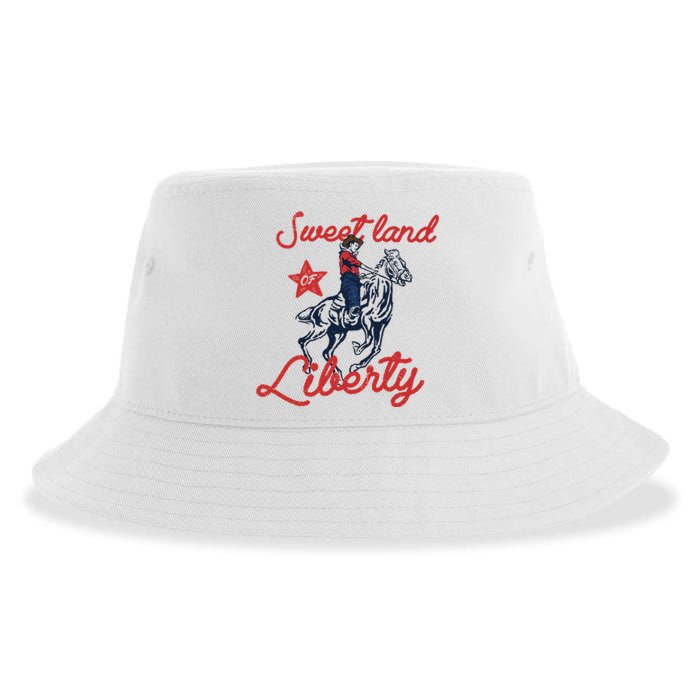 Liberty City Cow 4th of July Sweet Land Liberty Cow Sustainable Bucket Hat