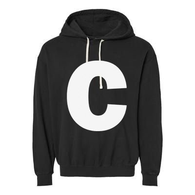 Letter C Capital Alphabet Monogram Initial Garment-Dyed Fleece Hoodie