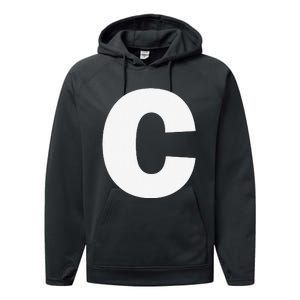 Letter C Capital Alphabet Monogram Initial Performance Fleece Hoodie