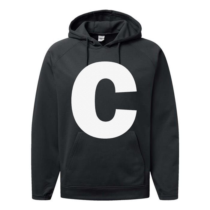 Letter C Capital Alphabet Monogram Initial Performance Fleece Hoodie