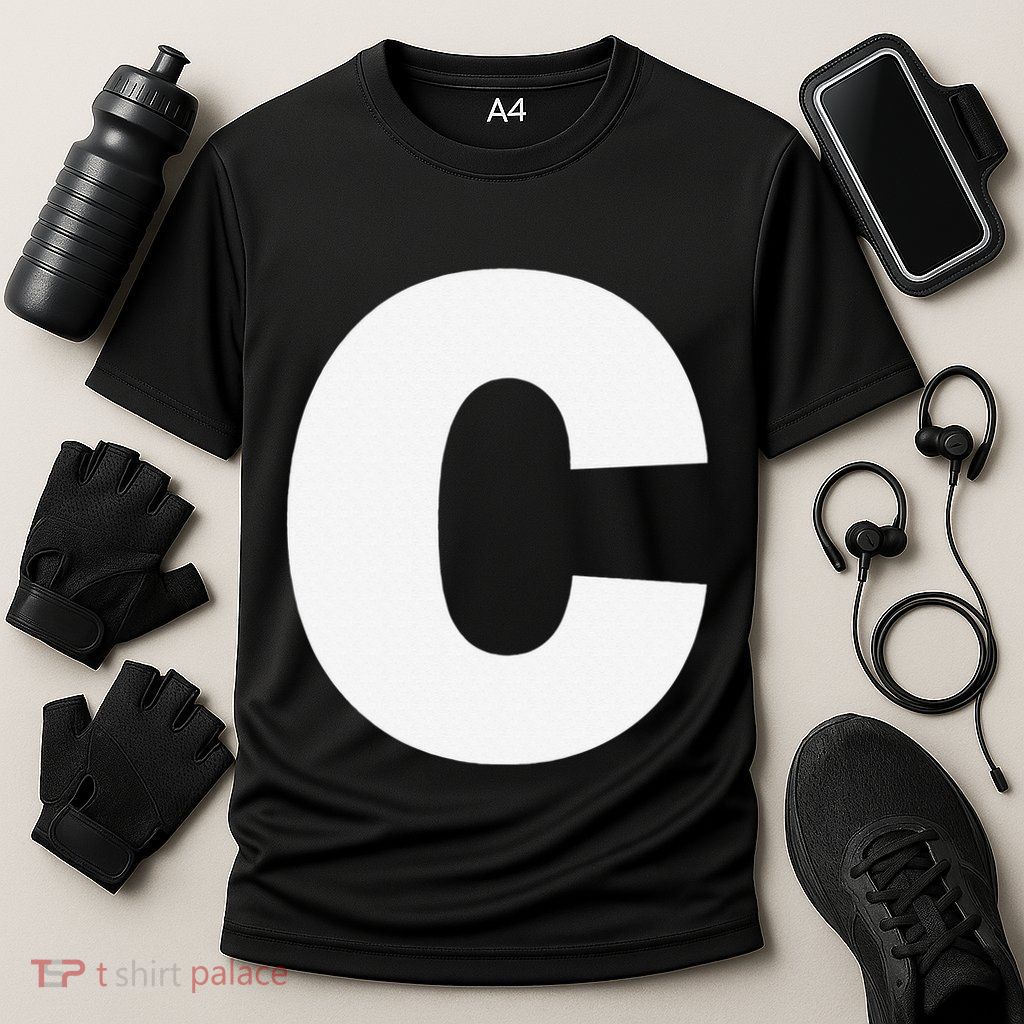 Letter C Capital Alphabet Monogram Initial Performance Shirt