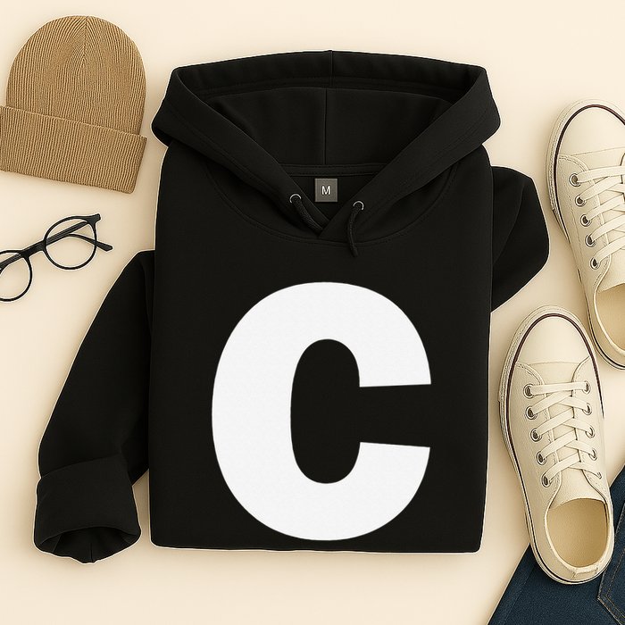 Letter C Capital Alphabet Monogram Initial Hoodie