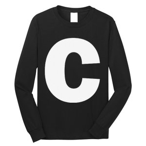 Letter C Capital Alphabet Monogram Initial Long Sleeve Shirt