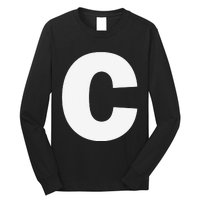 Letter C Capital Alphabet Monogram Initial Long Sleeve Shirt