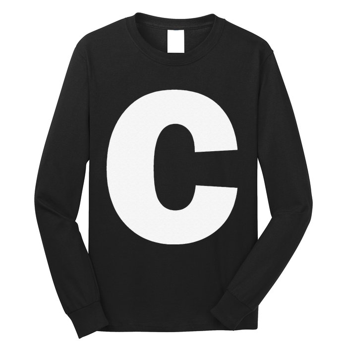 Letter C Capital Alphabet Monogram Initial Long Sleeve Shirt