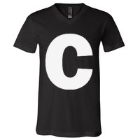 Letter C Capital Alphabet Monogram Initial V-Neck T-Shirt