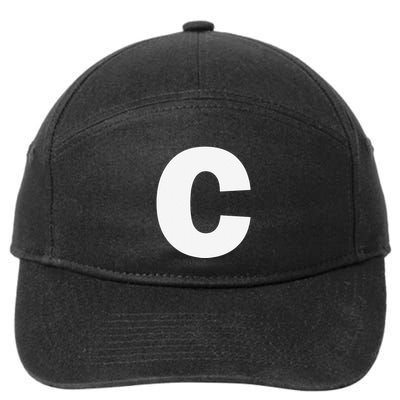 Letter C Capital Alphabet Monogram Initial 7-Panel Snapback Hat