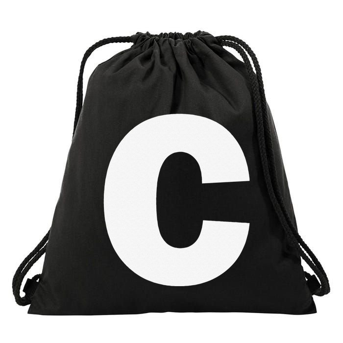Letter C Capital Alphabet Monogram Initial Drawstring Bag