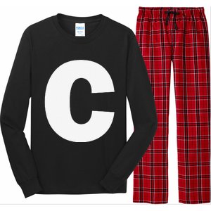 Letter C Capital Alphabet Monogram Initial Long Sleeve Pajama Set